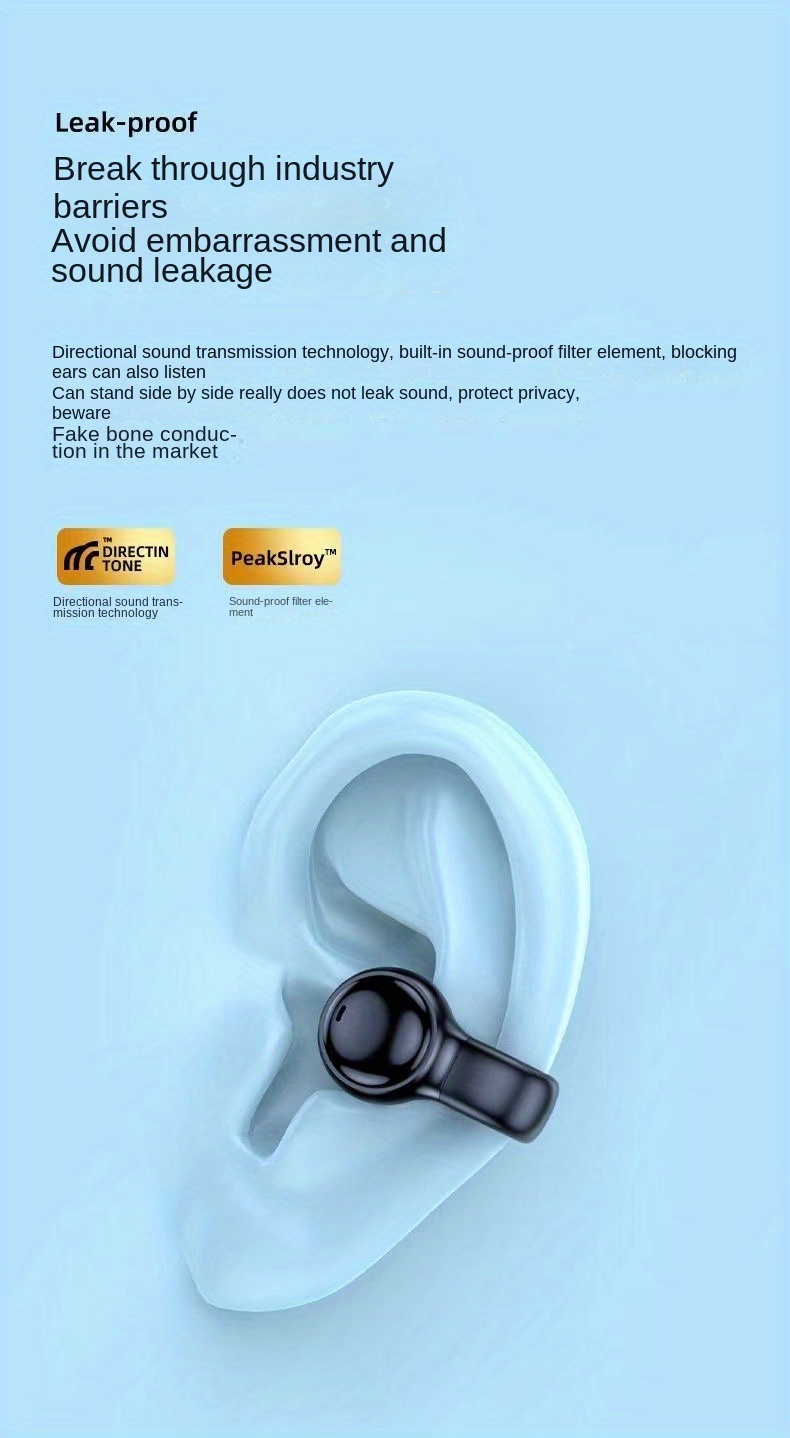 x58 air conduction bt headset clip ear wireless noise cancellation sports call long endurance without headphones details 3