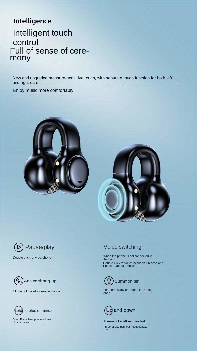 x58 air conduction bt headset clip ear wireless noise cancellation sports call long endurance without headphones details 7