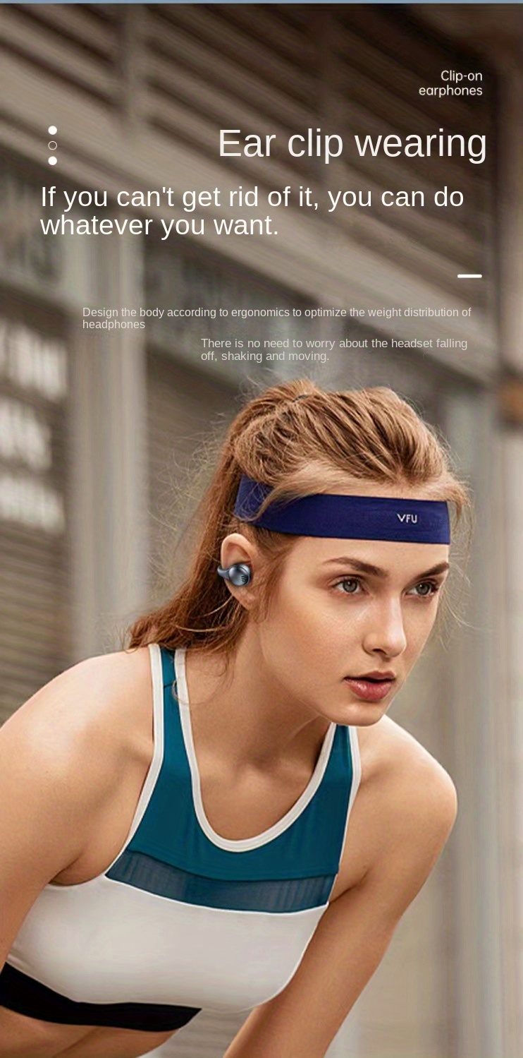 x58 air conduction bt headset clip ear wireless noise cancellation sports call long endurance without headphones details 8