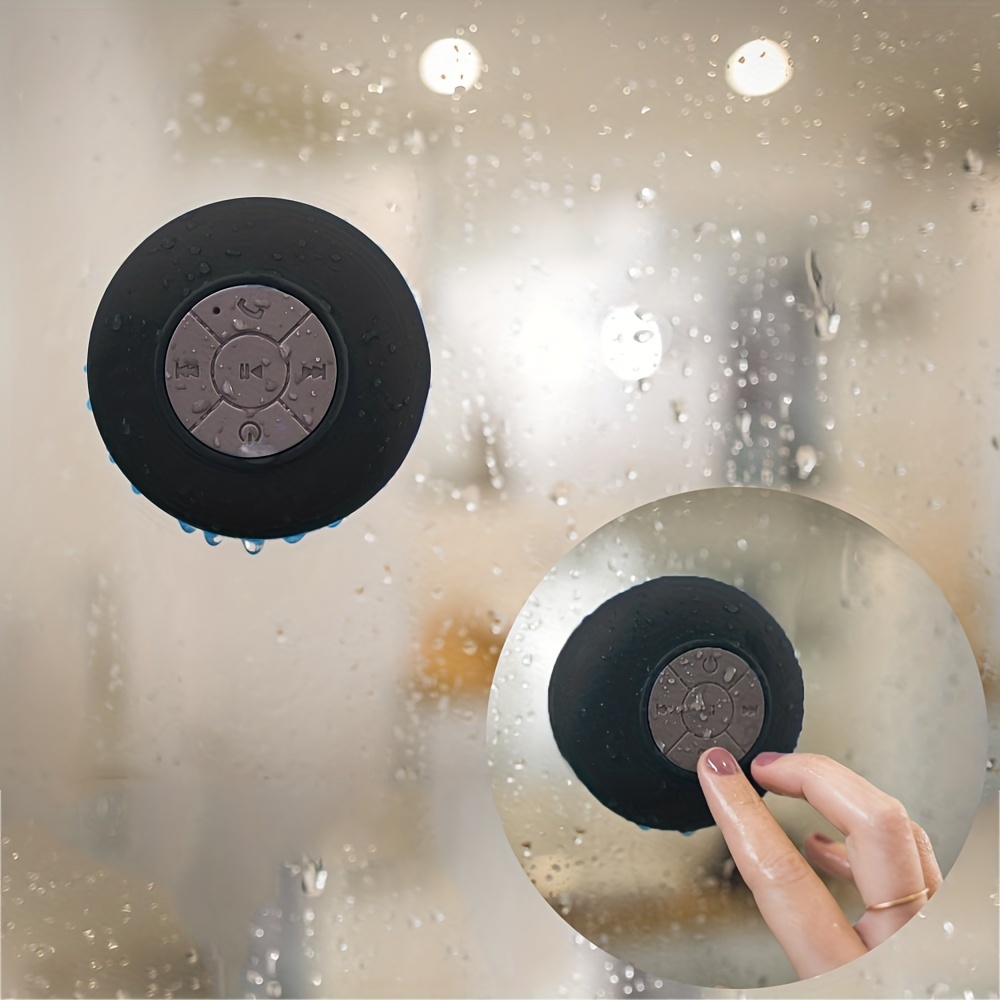 wireless speaker portable mini wireless speaker with suction cup for bathroom bedroom black speaker 2 hours of battery life for parties travel home and outdoor the suction cup only works on the smooth wall like glass ceramic tile details 2