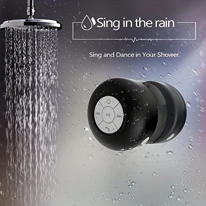 wireless speaker portable mini wireless speaker with suction cup for bathroom bedroom black speaker 2 hours of battery life for parties travel home and outdoor the suction cup only works on the smooth wall like glass ceramic tile details 7