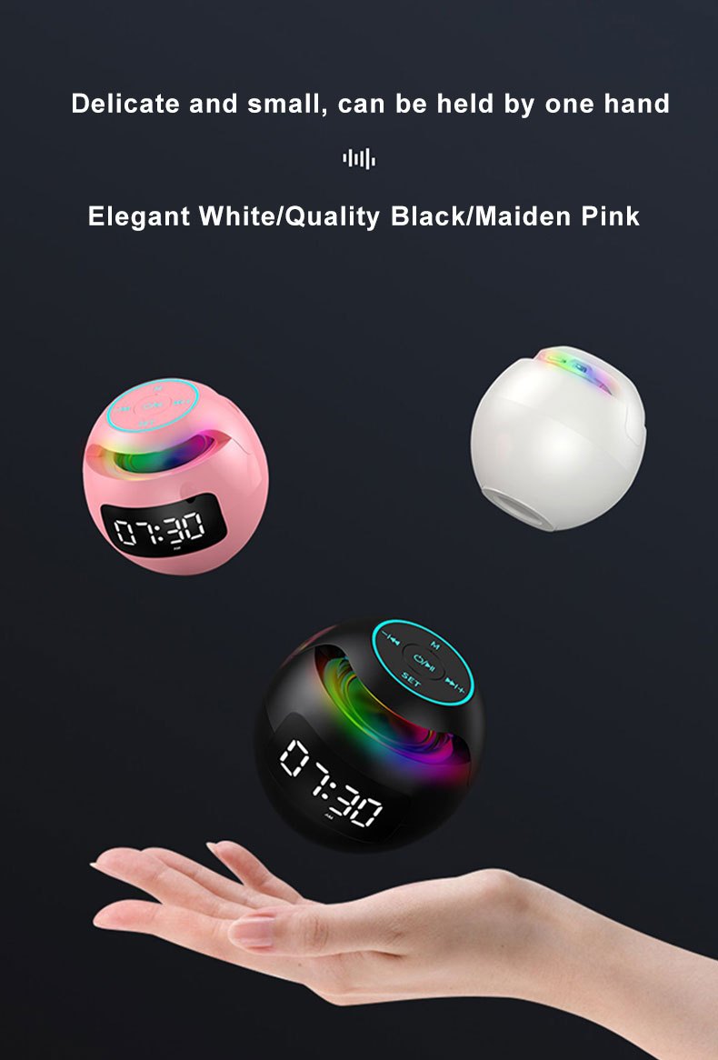 portable wireless speaker with clock alarm and human body induction waterproof small speaker with colorful atmosphere light details 3