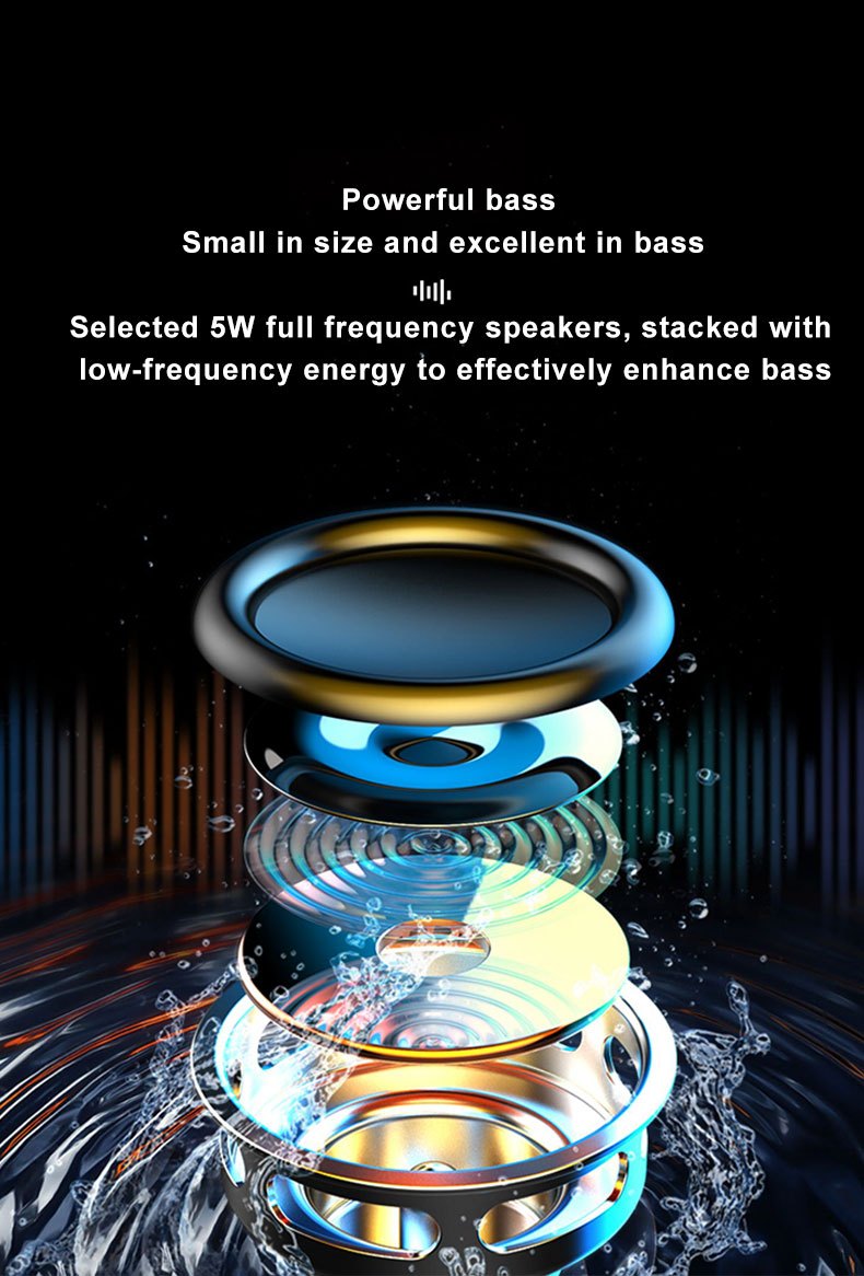 portable wireless speaker with clock alarm and human body induction waterproof small speaker with colorful atmosphere light details 4